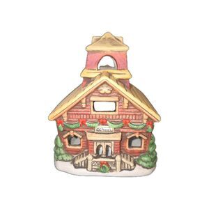 Lefton VTG 1986 Colonial Village Christmas School House Ceramic Tealight Holder